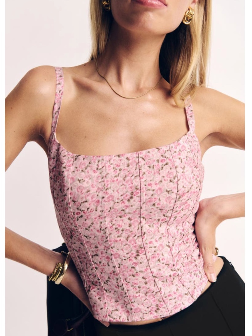 Reformation "Hattie" Floral Bustier Top, Sz 8